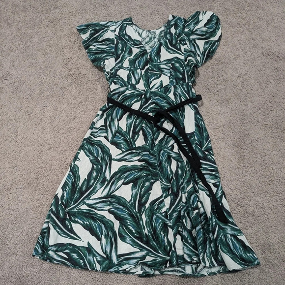 Who What Wear Tropical Palm Print Midi Dress Linen blend Size Small - Picture 9 of 10